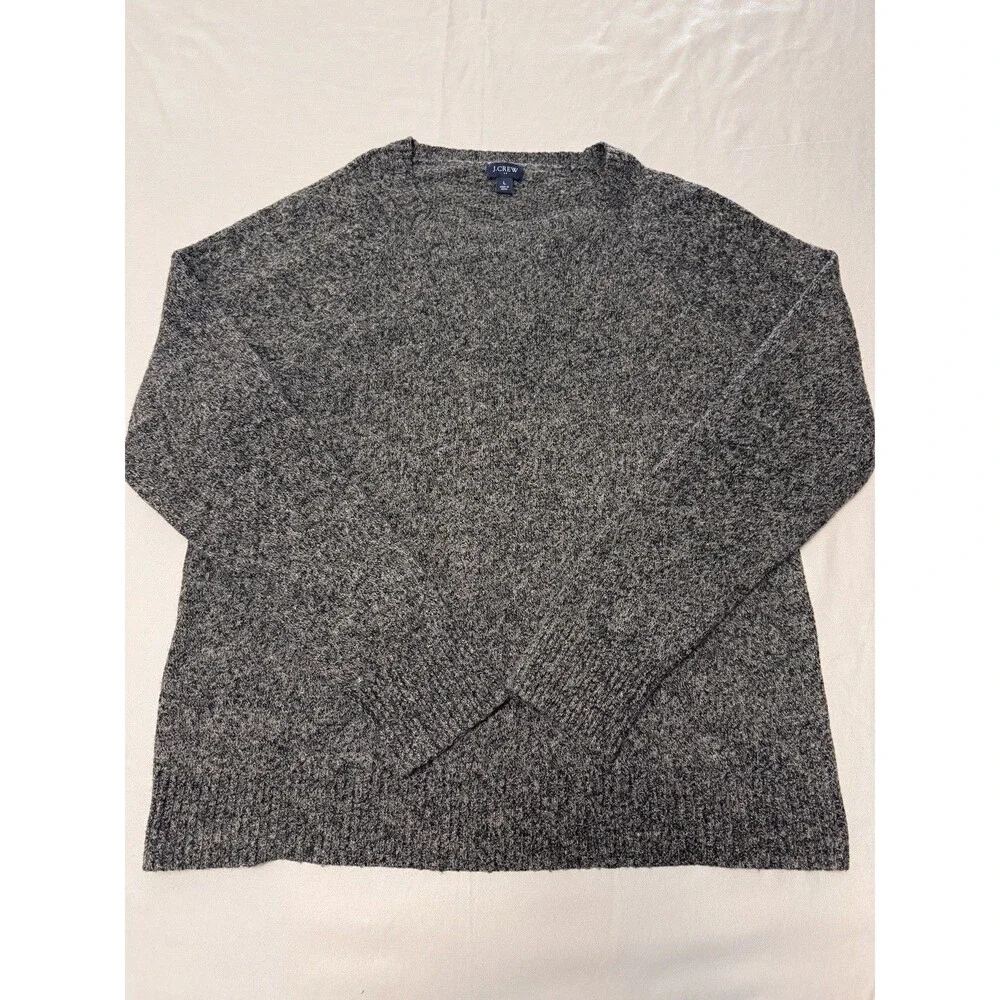 J.Crew Factory Men's Large Marled Charcoal Gray Crewneck Sweater Warm Preppy